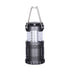 A gray collapsible camping lantern with 30 LEDs visible through a clear plastic section is shown against a white background. The lantern has a metal carrying handle that folds down.