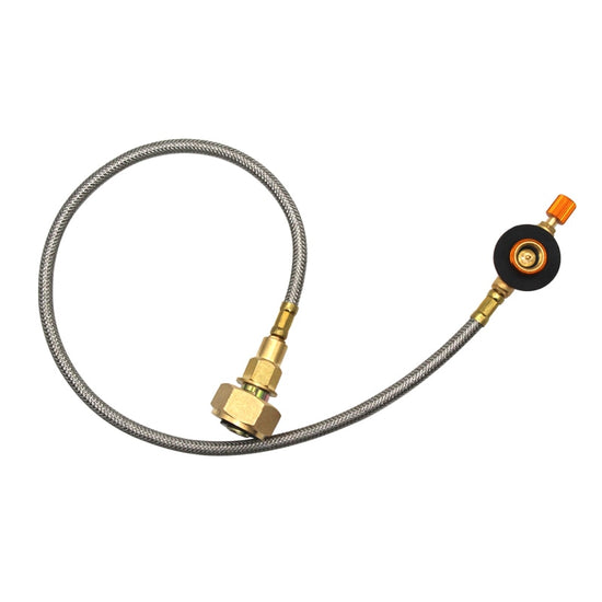 Propane Refill Adapter - Flat Gas Tank Coupler, 50cm Stainless Steel Pipe, Camping Stove Burner (140g)