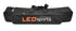 A black LEO Sports 70cm double-layer fishing rod bag with two main zippered compartments, a smaller zippered side pocket, two black hand straps, and a black adjustable shoulder strap. The "LEO sports FOR YOUR EXTREME SPORTS" logo is visible on the side pocket.