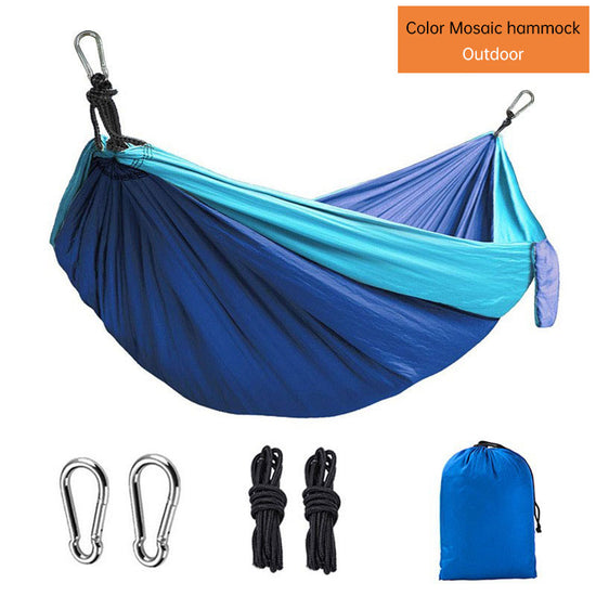 Outdoor Camping Hammock: Single/Double Parachute Fabric, Color Matching, Widened Swing for Indoor/Outdoor Leisure - 300kg Max Load - Lightweight (530g) - Bracket Not Included