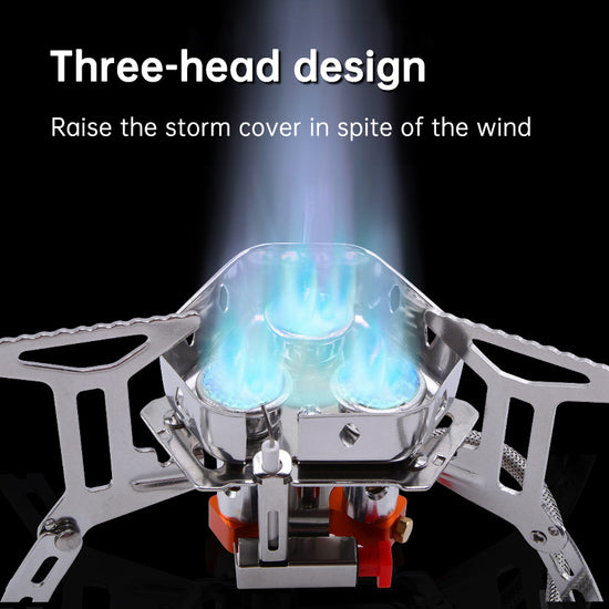 5800W 3-Head Camping Gas Stove - Electronic Ignition for Hiking & Backpacking