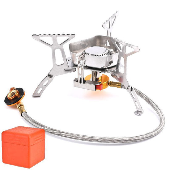 Stainless Steel Windproof Camping Stove - Electronic Lighter for Hiking & Picnics