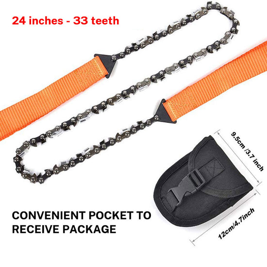 Portable Pocket Chainsaw - High Strength Steel Hand Saw for Outdoor Camping & Survival (33 Teeth)
