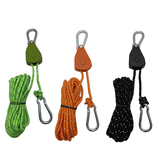 Adjustable Reflective Tent Guy Lines with Pulley System - 5m x 4mm Windproof Ropes for Outdoor Camping