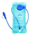 A clear 1L hydration bladder with a blue screw-top cap, a blue drinking tube, and a blue bite valve with a protective cap. The logo "outdoor LOCAL LION" is printed on the bladder.