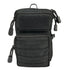 A black tactical waist bag with multiple zippered compartments and Molle webbing is shown against a white background.