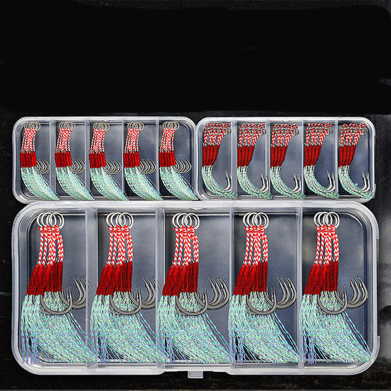 Professional Jigging Assist Hooks | 25-Piece Anti-Corrosion Tied Hair Hook Set for Sea & Rock Fishing