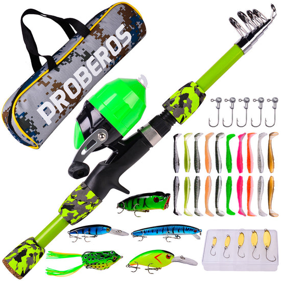 Mini Color Foam Fishing Rod Travel Kit | Complete All-In-One Sea Pole & Lure Set with Camouflage Bag