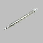 A telescopic fire tube, shown both collapsed and extended, made of stainless steel, highlighting its compact design and functionality for starting fires.