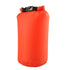 An 8L red waterproof dry bag, shown rolled closed and open, highlighting its roll-top closure and waterproof nylon material.