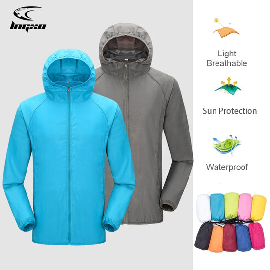 Chaqueta impermeable para acampar para hombre y mujer, impermeable, con protección solar, para pesca y caza, de secado rápido, cortavientos con bolsillo.