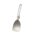 A silver folding spatula made of 304 stainless steel is shown against a white background. The handle is folded down towards the spatula head.
