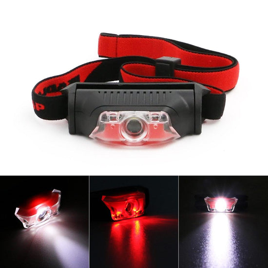 Professional Mini XPE Headlamp – Waterproof 4-Mode White & Red LED Light