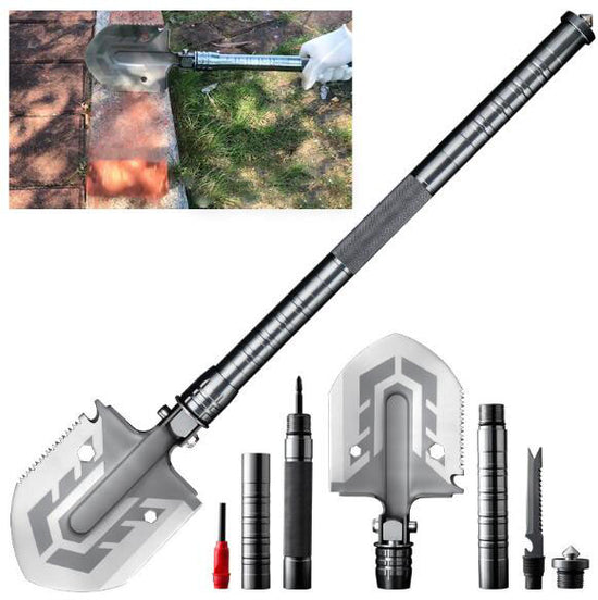 21-in-1 Multifunctional Folding Shovel - Portable Military Grade Tool for Camping, Hiking & Survival
